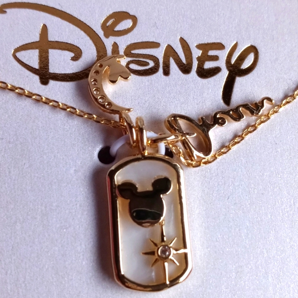 Disney Mickey Mouse Charm Necklace Gold Plated - Picture 2 of 4